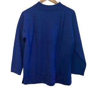 The Legend Blue Soft Warm Embellished Lambswool Sweater Size Large